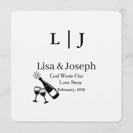 Invitación Popping Champagne &Toasting  Party Wedding 