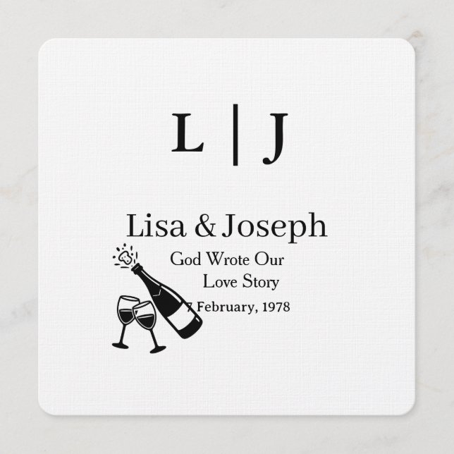 Invitación Popping Champagne &Toasting  Party Wedding  (Anverso)