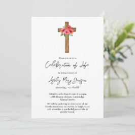 Invitación Poppy Cross Celebration of Life Funeral