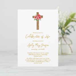 Invitación Poppy Cross Celebration of Life Funeral