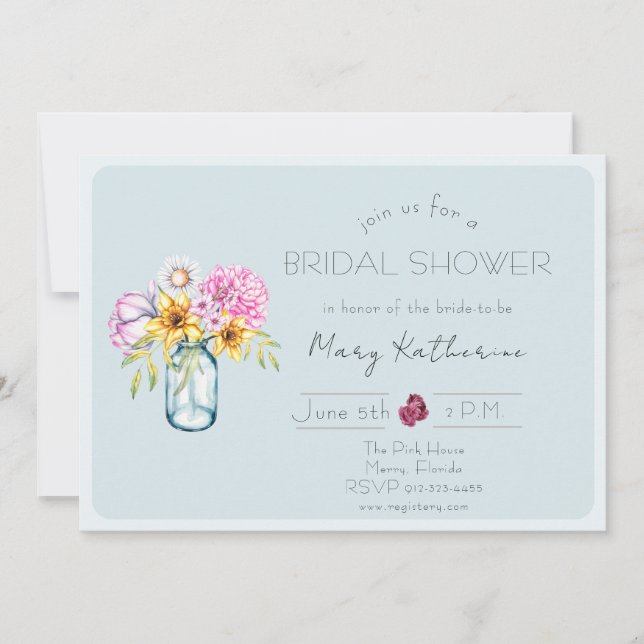 Invitación Poppy floral bridal ducha bundle (Anverso)