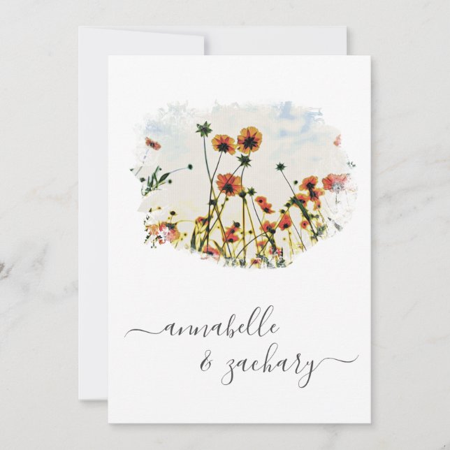 Invitación ** POPPY Floral RSVP - código QR Boda AR9 (Anverso)