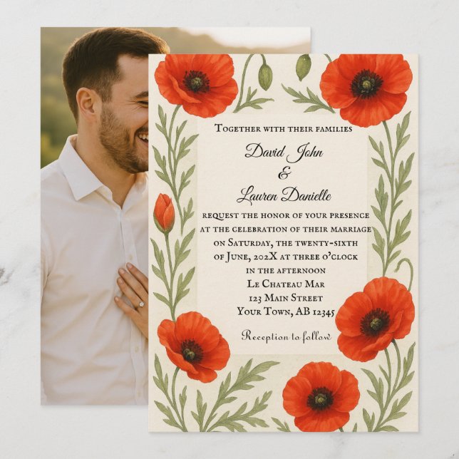 Invitación Poppy Reverie Photo Wedding Invitation (Anverso / Reverso)