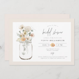 Invitación POPPY Rustic Wildflower Mason Jar Bridal Shower
