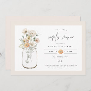Invitación POPPY Rustic Wildflower Mason Jar Parejas Ducha