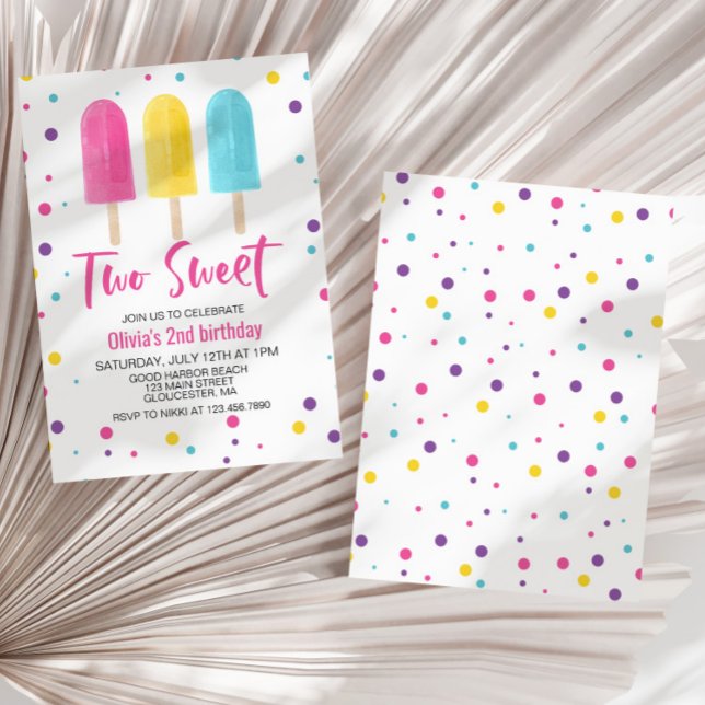 Invitación Popsicle Arcoíris Dos Dulces Cumpleaños de Verano (Subido por el creador)