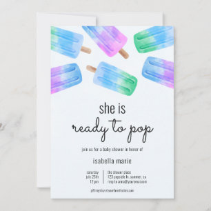 Invitación Popsicle Azul Listo para Estallar Fiesta de Bebé