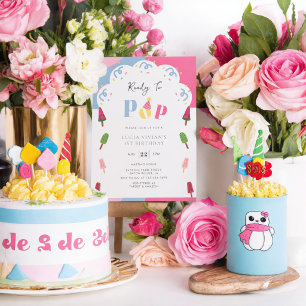 Invitación Popsicle Colorido Listo para Estallar Cumpleaños 1