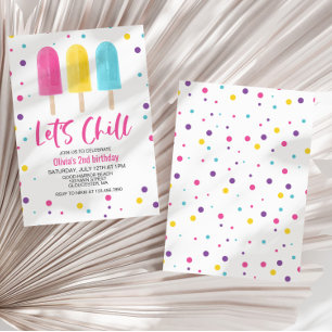 Invitación Popsicle de Arcoíris Vamos a Enfriarnos Cumpleaños
