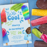 Invitación Popsicle Fiesta Dos Guay Boys Segundo Cumpleaños<br><div class="desc">Dos invitaciones a la fiesta de cumpleaños de Guay Popsicle para los niños de 2º cumpleaños. La invitación está decorada con tipografía divertida y popsiques coloridos, pintados originalmente en acuarela. El texto del fiesta de la palpita dice "dos geniales .. pop sobre [nombre] está girando 2". La plantilla está configurada...</div>