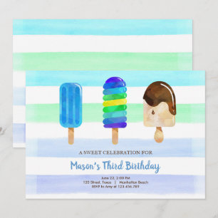 Invitación Popsicle Ice Cream Birthday Summer Pool Fiesta