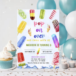 Invitación Popsicle Pop On Over Ice Crema Birday Party