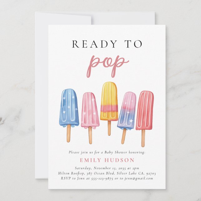 Invitación Popsicle Ready to Pop Baby Shower Invitation (Anverso)
