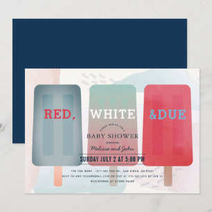Invitación Popsicle Rojo Blanco & Due Fiesta de Cumpleaños de