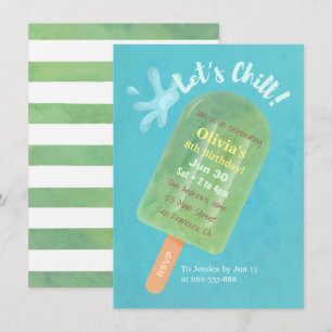 Invitación Popsicle Verde Fresco Fiesta de Cumpleaños de Vera
