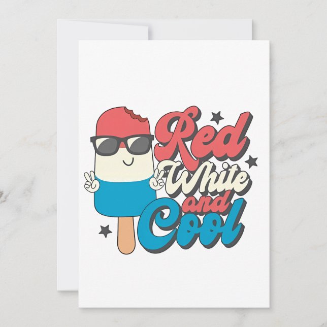 Invitación Popsicles Rojas Blancas Y Frías Del 4 De Julio  (Anverso)