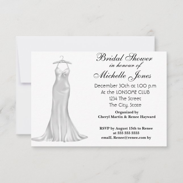 Invitación Popular blanco de ducha de novia blanco (Anverso)