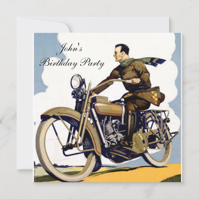Invitación popular de Motociclismo Art Deco (Anverso)