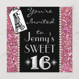 Invitación POPULAR del fiesta del DULCE 16 BLING