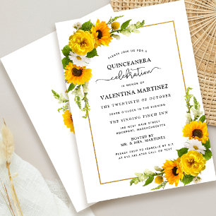 Invitación Popular Floral de girasol amarillo Quinceanera