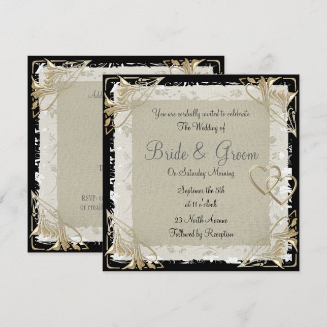 Invitación popular y elegante a la boda de papel a (Anverso / Reverso)