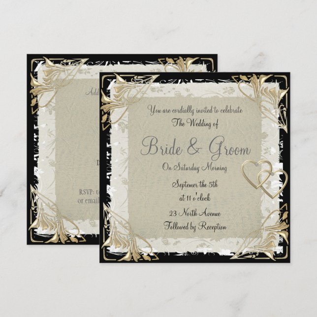 Invitación popular y elegante a la boda de papel a (Anverso / Reverso)