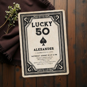 Invitación Póquer de Casino Vintage As de Espadas Hombres Cum