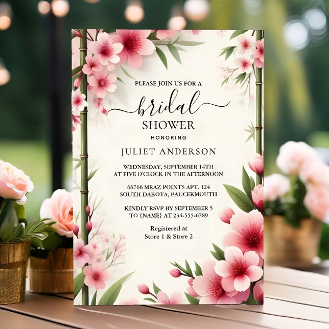 Invitación Por Bamboo Pink Sakura Cherry Blossom Bridal Showe (Subido por el creador)