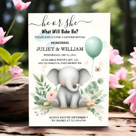 Invitación Por Big Zoo Baby White Elephant Birds Revelación d