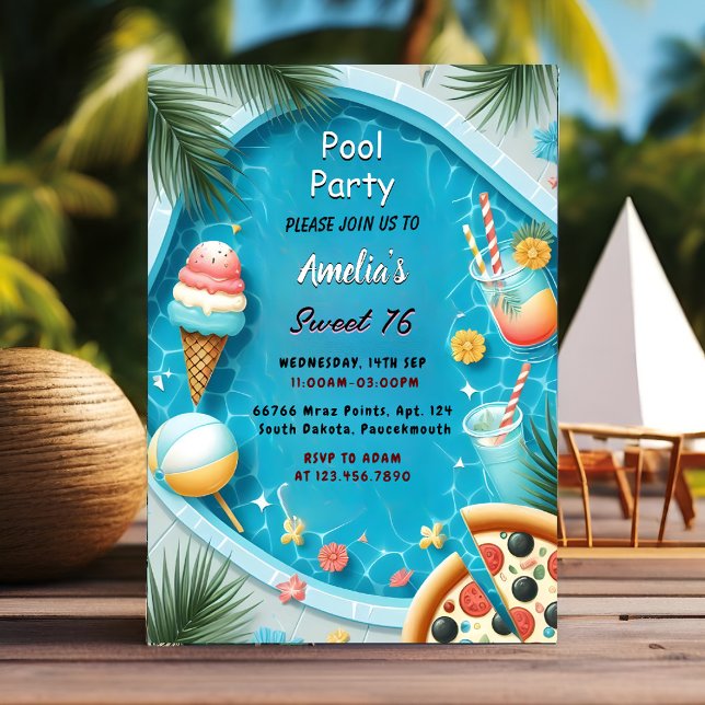 Invitación Por Boy Fun Adolescente Fiesta de Piscina para Adu (Subido por el creador)