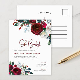 Invitación por correo a Baby Shower floral de vaca