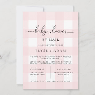 Invitación por correo a Pink Gingham Baby Shower