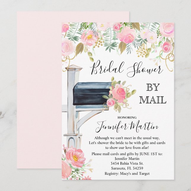 Invitación Por correo Bridal Shower Invitation (Anverso / Reverso)