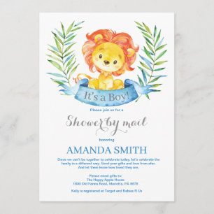 Invitación por correo para Baby Shower de León Niñ