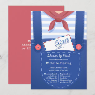 Invitación por correo para baby shower de tema náu