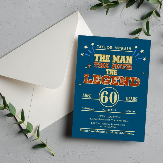 Invitación Por Cualquier Edad, El Hombre, El Mito, La Leyenda (For Any Age, The Man, The Myth, The Legend Invitation)