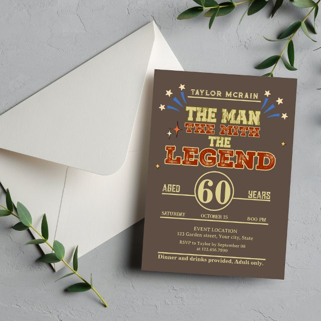 Invitación Por Cualquier Edad, El Hombre, El Mito, La Leyenda (For Any Age, The Man, The Myth, The Legend Invitation)