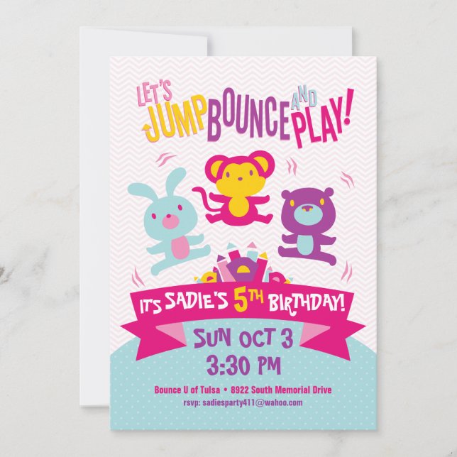 Invitación por cumpleaños *Salto, onza y juego* (Anverso)