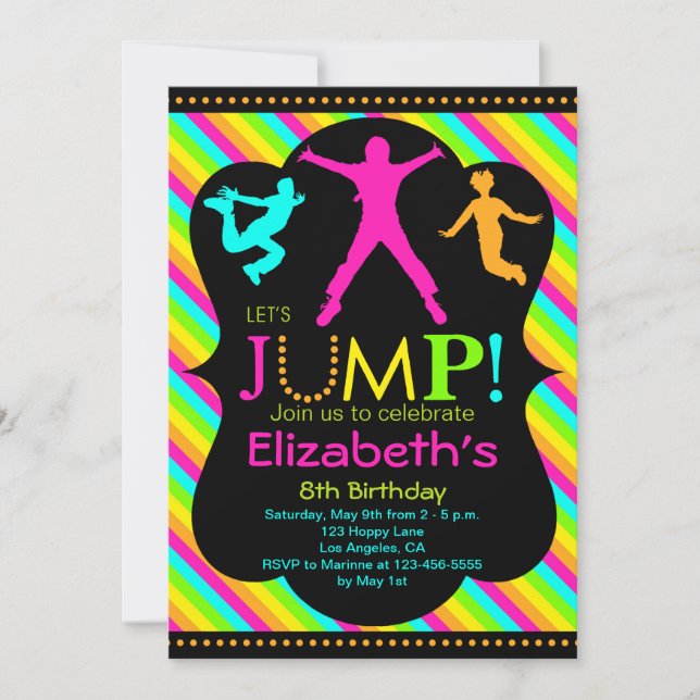 Invitación por cumpleaños - Trampolín por casa de  (Anverso)
