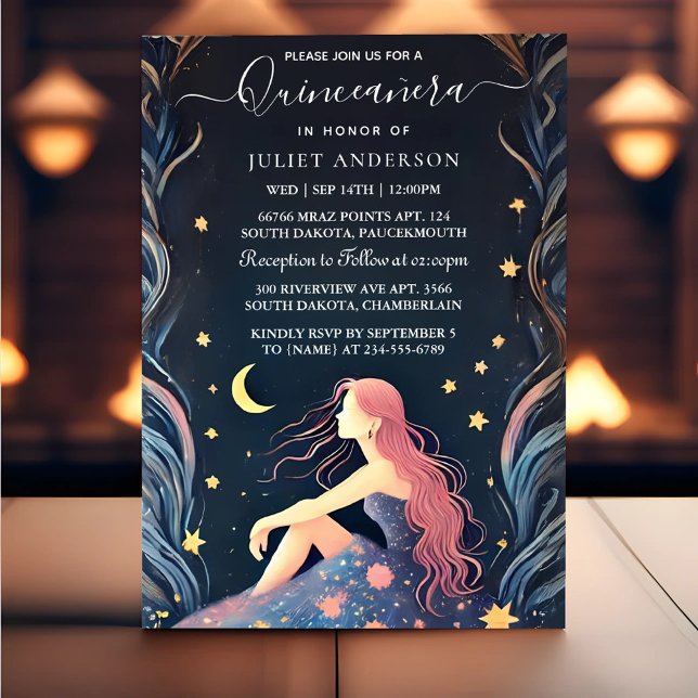 Invitación Por Dark Fun Star Prom Starry Night Sky Quinceaner (Subido por el creador)