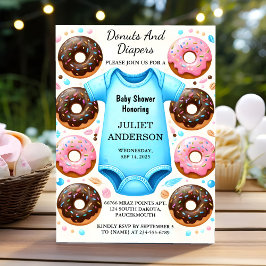 Invitación Por Dreams Pink Blue Donuts And Diapers Baby Showe