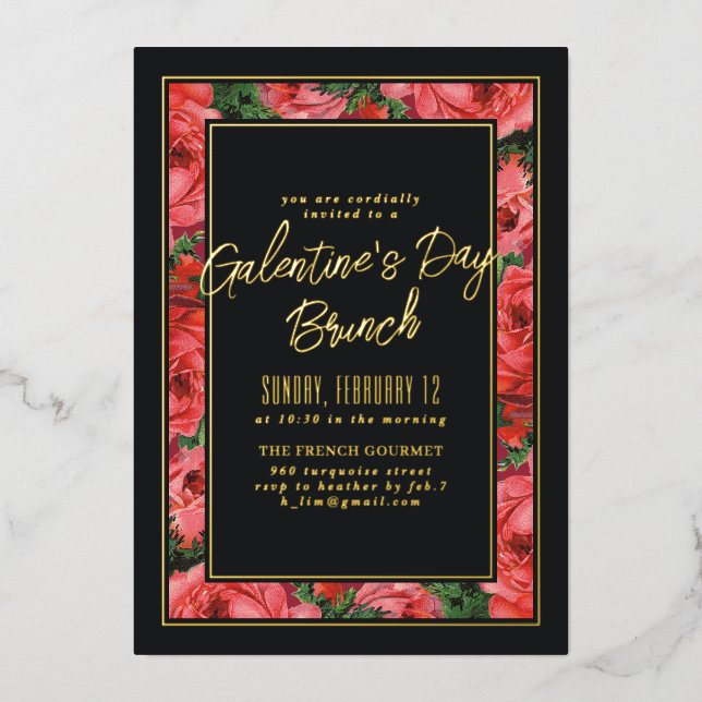 Invitación por el día de Galentine, Rosa de Reliev (Anverso)