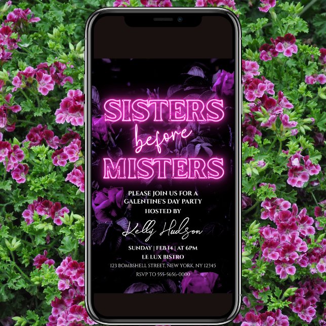Invitación por el día de Pink Neon Galentine (Subido por el creador)