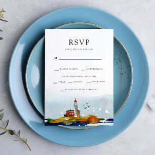 Invitación Por el Mar RSVP con Opciones de Entrada