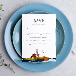 Invitación Por el mar RSVP con opciones de plato principal
