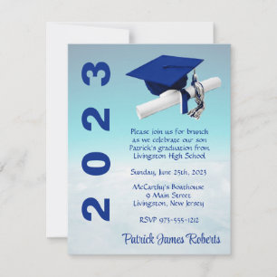 Invitación "Por encima de las nubes" Graduación Azul Real y V