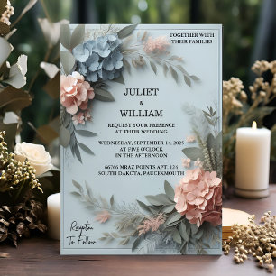 Invitación Por Eucalyptus Lace Tulle Pastel Dusty Blue Boda