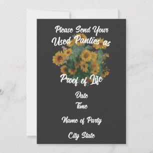 Invitación Por favor, envíe sus bragas uscas usadas como prue