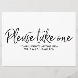 Invitación "Por favor, tome uno" Letrero con Letras para Recu