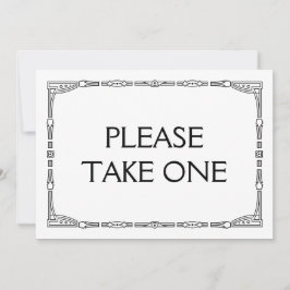Invitación "Por favor, tome uno" Letrero de Boda Estilo Art D